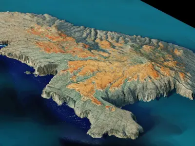 Kahoolawe island 3d model terrain 3D model