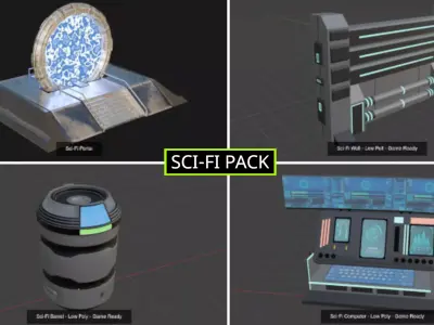 Sci-Fi Futuristic Scene - Game Ready 3D Model Pack