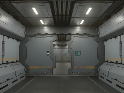 Sci-Fi Corridor 001 Concept Low-poly 3D model