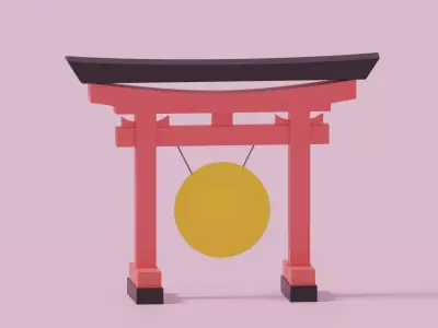 Cartoon Japanese Gong 3D model