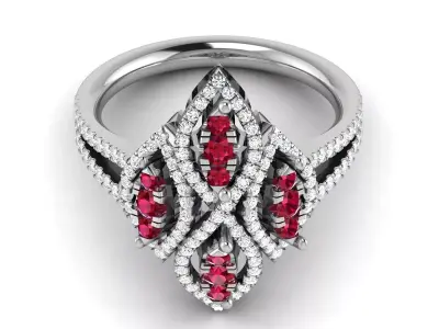 Diamond Ring For Women 3d Print Model 3D print model 42