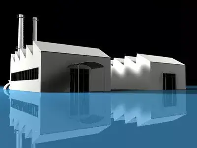Stilizedcity-factory factory in water 3D model