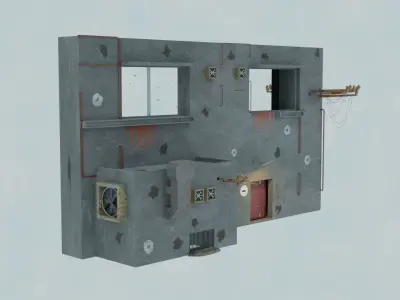 cyberpunk city building face 3D model