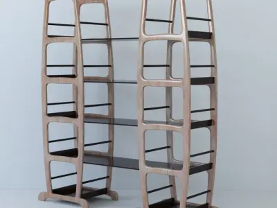 A low poly model of a bookcase Low-poly 3D model