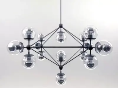 Dining Set 6 chandelier with glass balls hanging from it 3D model