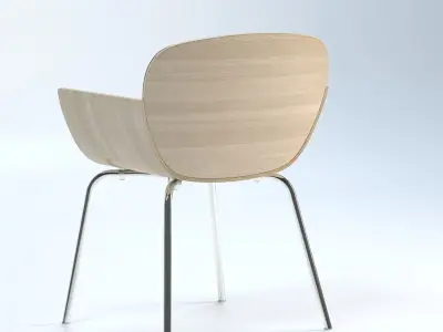 Yuri Wood Veneer Tub Chair 3D model