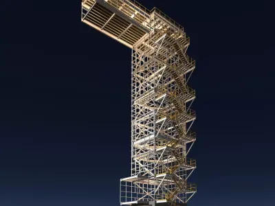 Industrial tower building in structure 26i08 3D model