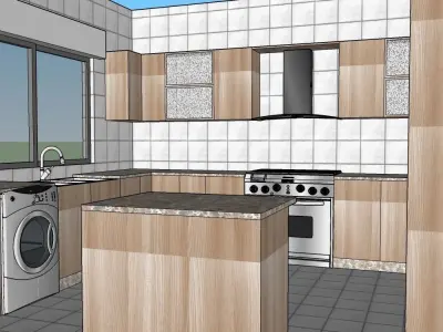 A Kitchen design with Island 3D model