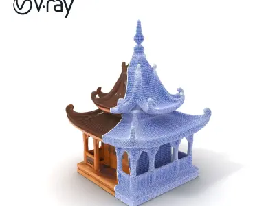 Traditional Pagoda Model Pack for Architectural Visualization Low-poly 3D model