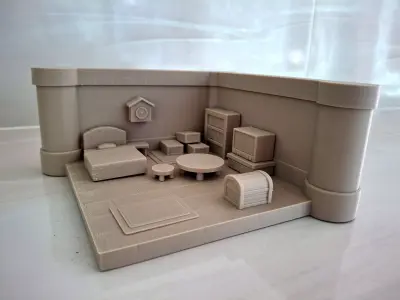 Cozy Isometric Room Miniature  3D Printable STL 3D print model