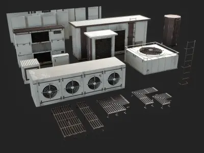 Building roof industry stuff collection  3D model