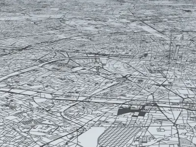 Greater Paris Road Network and Streets 3D model