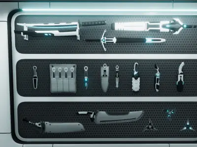 Sci Fi Melee Weapons Arsenal Interior Low-poly 3D model