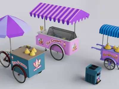 Ice Cream Carts Collection 3D model