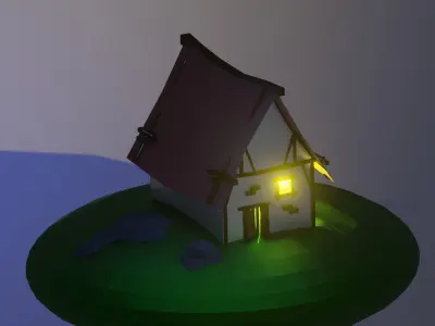 medieval-house house on island Free low-poly 3D model