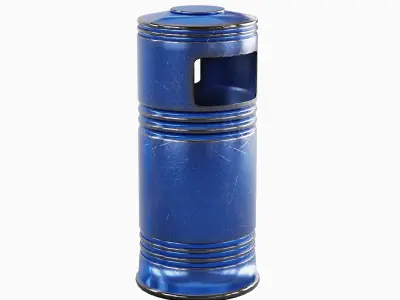 Metal Street Trash Bin 06 Low-poly 3D model