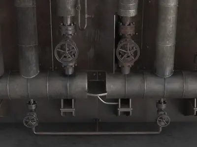 Industrial Pipes Low-poly 3D model