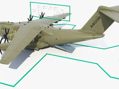  Oshkosh M ATV Loaded in Airbus Atlas Military Transport Rigged 