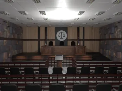 Court Room Interior Low-poly 3D model