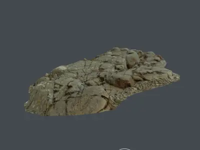 3d scanned rock cliff E Low-poly 3D model