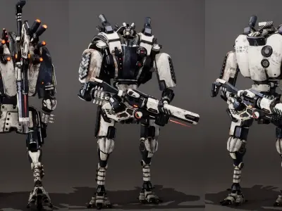 Etasphera17 robot holding gun Low-poly 3D model