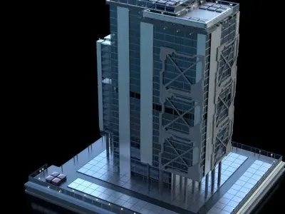 Futuristic Future Modern City Building Skyscraper 08 3D model
