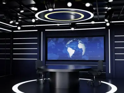 Virtual TV News Studio 3D model