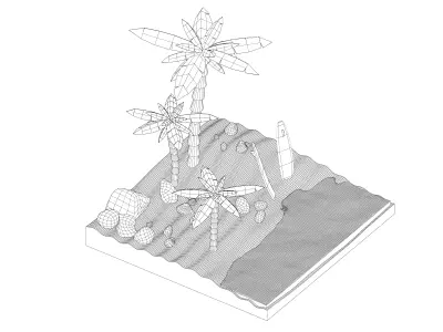 Summer low poly Low-poly 3D model