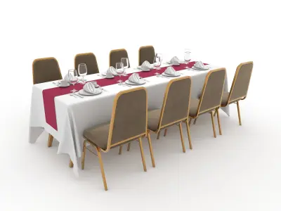Collection Banquet Table and Chair 27 3D Model Pack