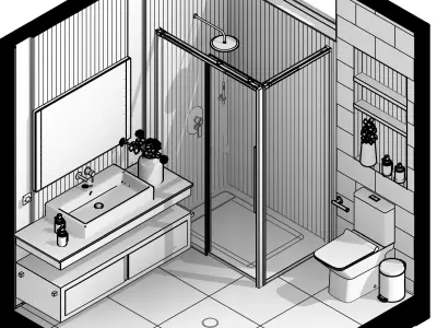 modern bathroom design with all its accessories 3D model