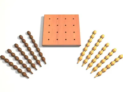 Gomoku 3D wooden chess board 3D model