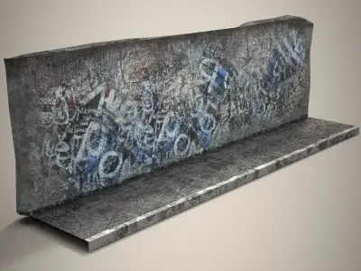 Street Graphity Wall with Sidewalk  Low-poly 3D model