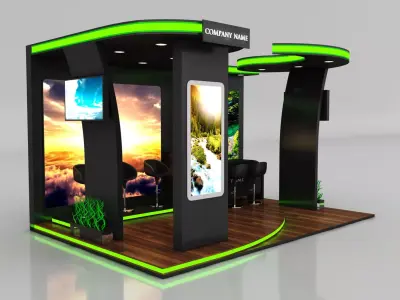 Booth Exhibition Stand Stall 4x6m Height 350 cm 3 Side Open 3D model