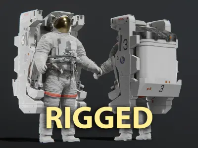 Astronaut EMU MMU Spacesuit Rigged 3D model