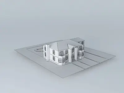 Stone and Light red Brick Mansion Free 3D model