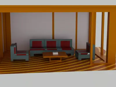 comtemporary lounge pavilion-fully furnished 3d model Low-poly 3D model