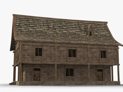 Medieval house x28 Low-poly 3D model