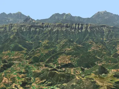 Mountains Range Valley - The Pyrenees 3D model