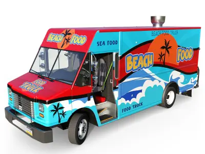 Street food step van 3D Model Pack