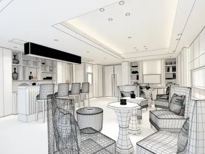 Business Restaurant - Coffee - Banquet  94 3D model