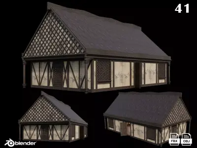 Medieval Houses 41- 4K Textures Game Ready Low-poly 3D model