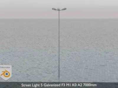 Street Light 5 Galvanized F3 M1 K0 A2 7000mm Low-poly 3D model