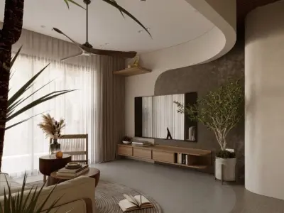 3D Living Room  Kitchen Interior Model 3D model