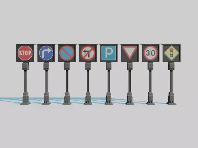 Cyberpunk Street Signs 3D model