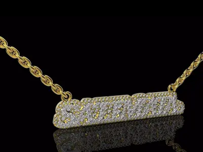 SALIMATA name necklace gold with diamonds 3D print model