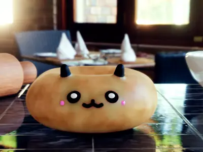 Cute panda donut restaurant bundle with animation 3D model