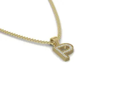 Pendant P with letter 3D print model