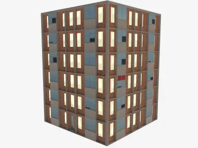 6 storey house Low-poly 3D model