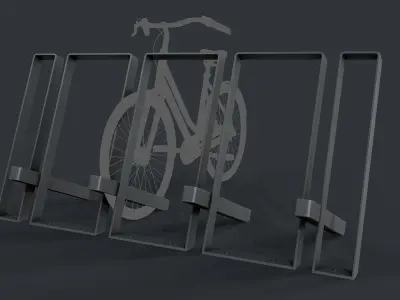 Bike Rack 12 PBR Game Ready Low-poly 3D model