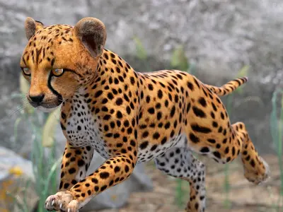  Cheetah Cub Running Pose for 3D Print 